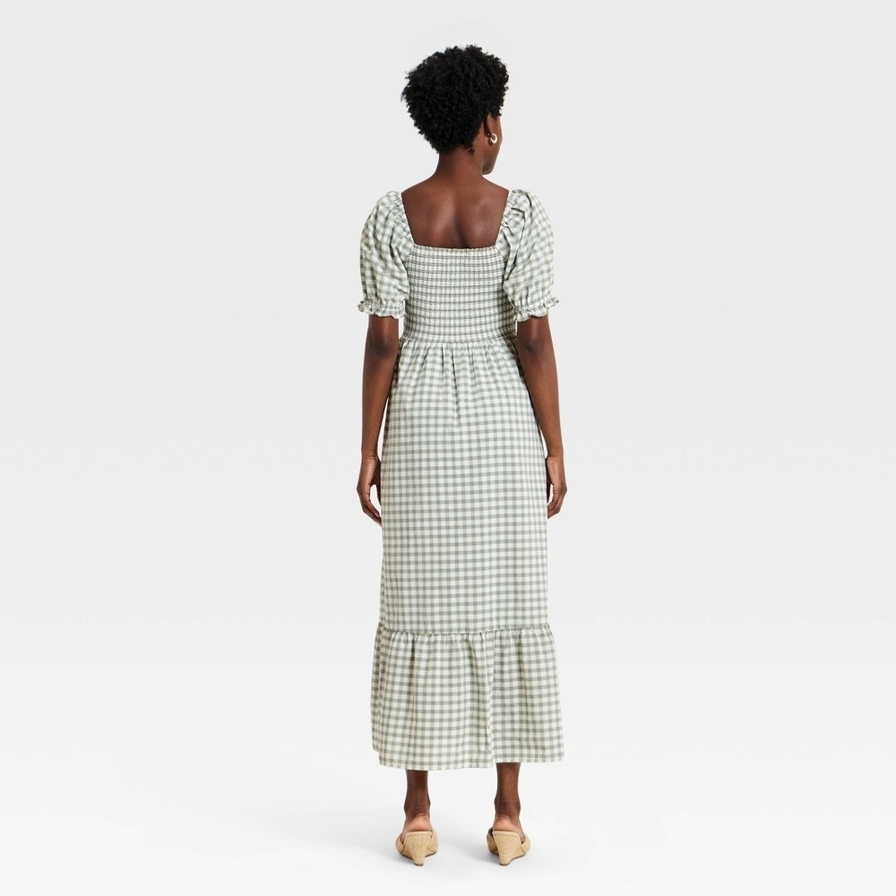 Women's Western Puff Short Sleeve Smocked Midi A-Line Dress - Universal Thread - Picture 2 of 5